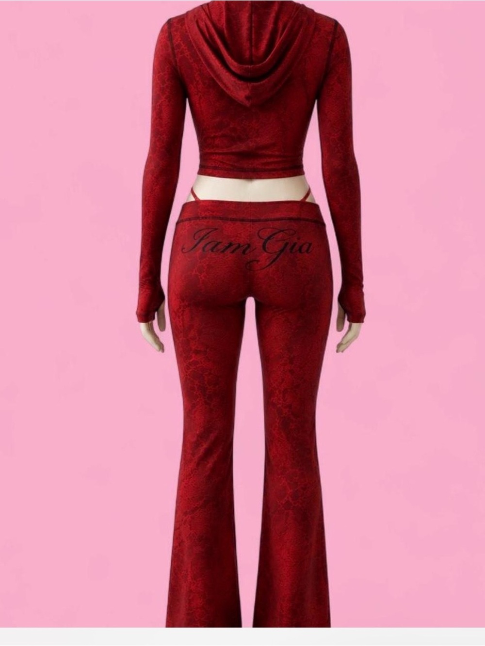 I.AM.GIA Blare Hoodie & Trackpant Set - Red Serpentine Size Medium - Picture 2 of 3